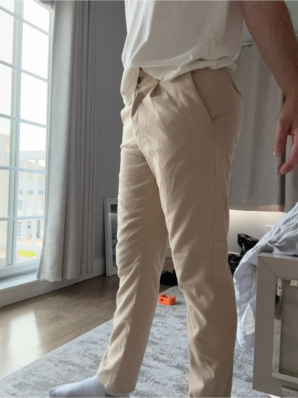 Banana Republic Tan Straight-Leg Pleated Chinos